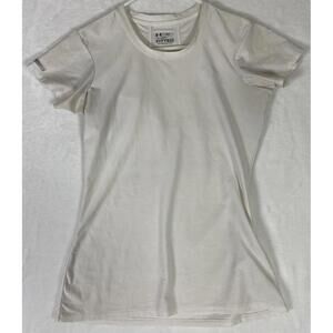 Under Armour Men Shirt Medium White Poly Blend Short Sleeve Fitted Heat Gear